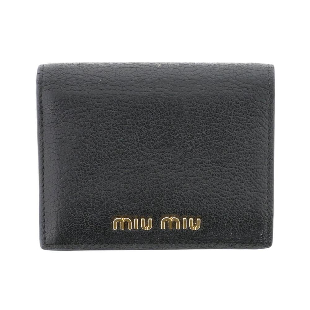 Miu Miu Madras Bi fold Wallet Leather Black B